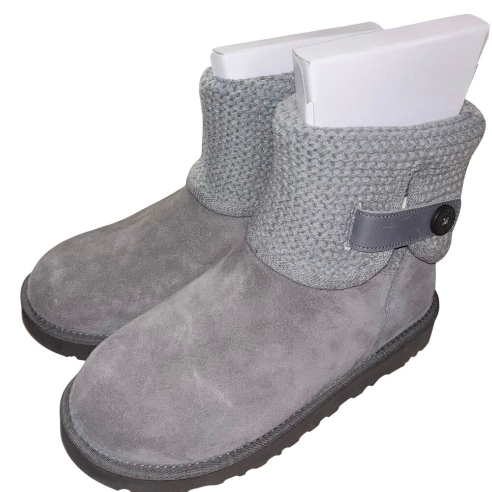 UGG women’s W Shaina gray suede boots with knit cuff (size 11) New in Box